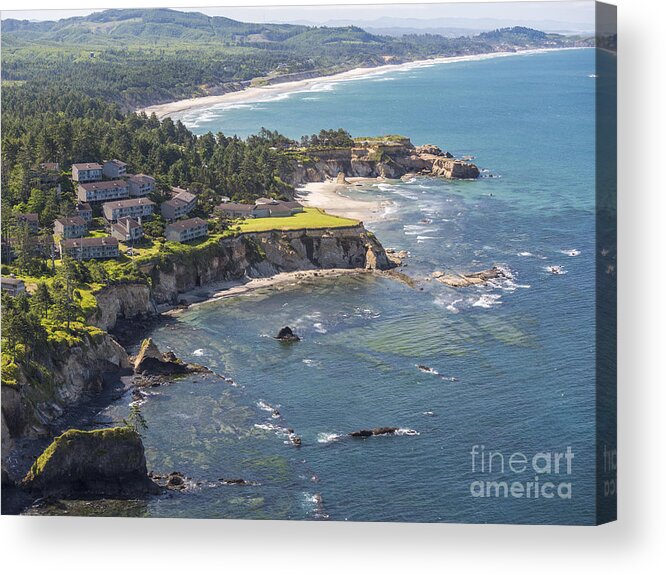 Inn At Otter Crest Acrylic Print featuring the photograph Inn at Otter Crest and Beverly Beach, Oregon by Ken Brown
