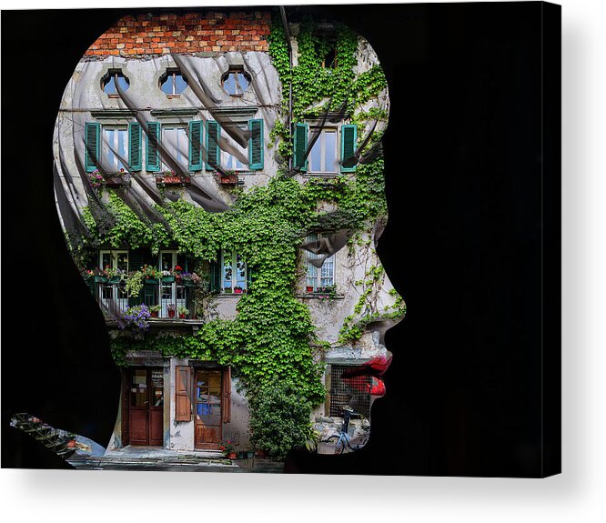 Woman Acrylic Print featuring the digital art Inside the house by Gabi Hampe