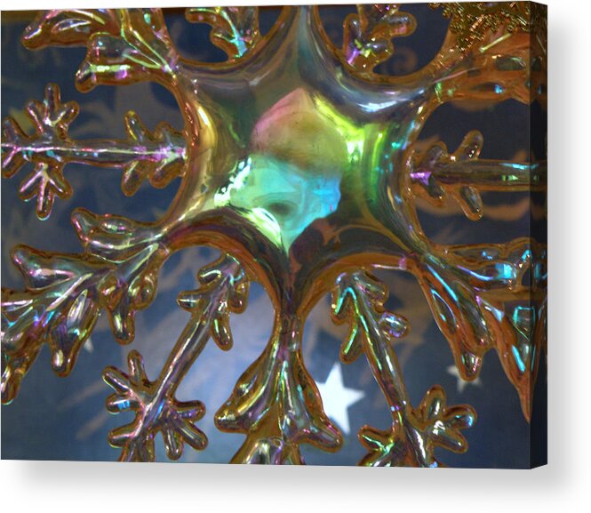 Snowflake Acrylic Print featuring the photograph Iridescent Snowflake by Rose Hill