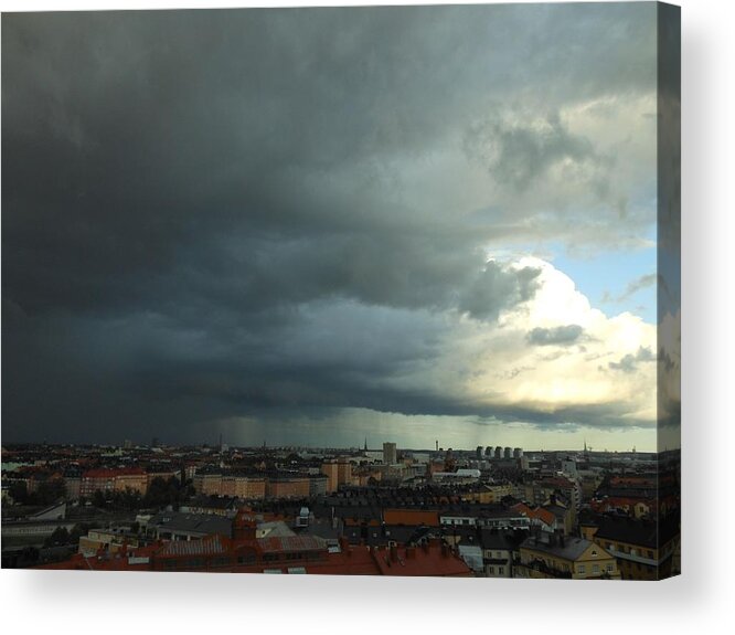 View Over Town. Bad Weather Is Clearing. Acrylic Print featuring the photograph It Gets Better by Ivana Westin