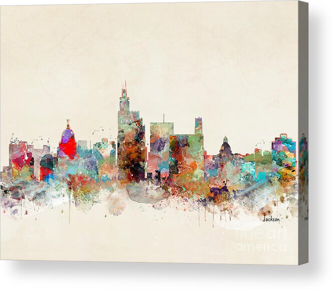 Jackson Mississippi Acrylic Print featuring the painting Jackson Mississippi by Bri Buckley