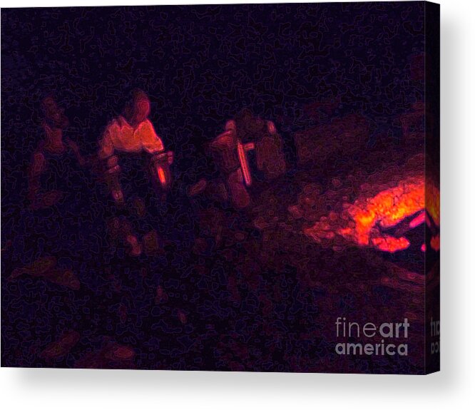  Night Acrylic Print featuring the photograph Jamming by the Fire by JoAnn SkyWatcher