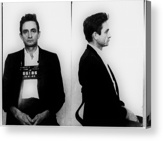 Johnny Cash Acrylic Print featuring the painting Johnny Cash Mug Shot Horizontal by Tony Rubino