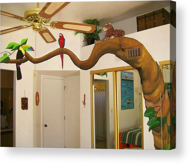 Murals Acrylic Print featuring the painting Jungle Mural 1 by Kathleen Heese
