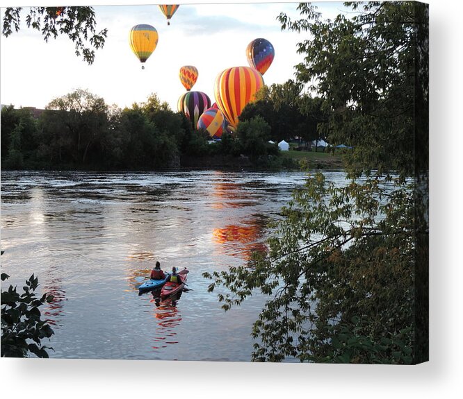 Paddlers Acrylic Print featuring the photograph Kayaks and Balloons by Bill Tomsa