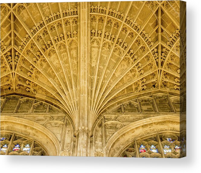 Jean Noren Acrylic Print featuring the photograph Kings College Chapel Ceiling by Jean Noren