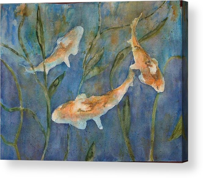 Fish Acrylic Print featuring the painting Koi by Diane Ziemski