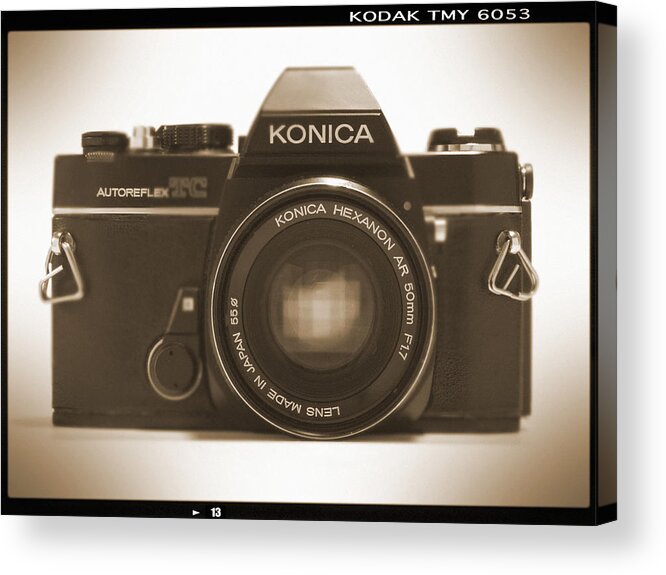 Vintage Film Camera Acrylic Print featuring the photograph Konica TC 35mm Camera by Mike McGlothlen