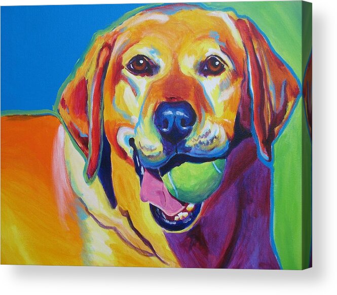 Labrador Acrylic Print featuring the painting Lab - Bud by Dawg Painter