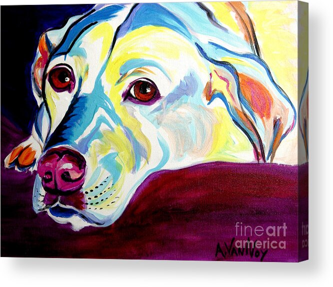 Dog Acrylic Print featuring the painting Lab - Luna by Dawg Painter