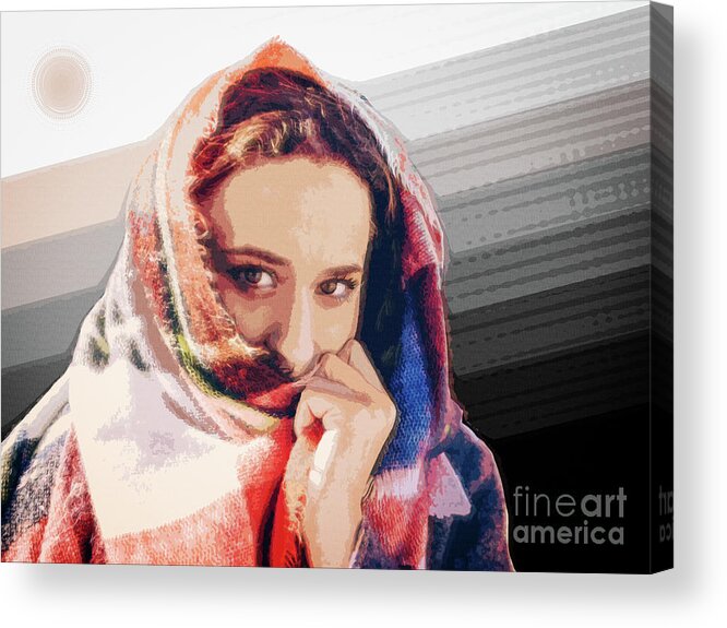 Graphic Design Acrylic Print featuring the digital art Lady And The Sun by Phil Perkins