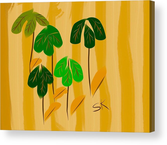 Leaves Acrylic Print featuring the digital art Leaf Surfing by Sherry Killam