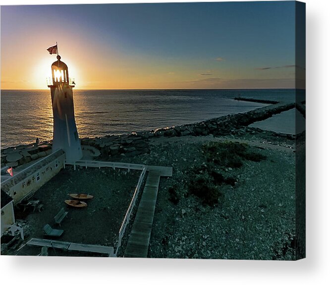 Lighthouse Acrylic Print featuring the photograph Lighthouse And The Sun by William Bretton