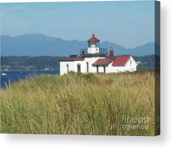 Landscape Acrylic Print featuring the photograph Lighthouse On Puget Sound by Carol Riddle