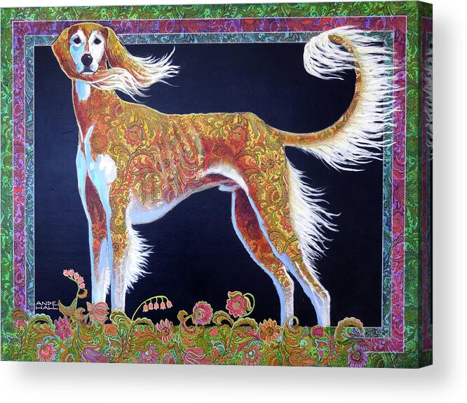 Saluki Acrylic Print featuring the painting Like the Wind by Ande Hall