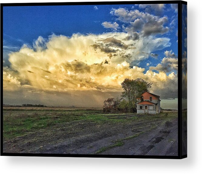 Clouds Old House Weather Lighthouses Boats Sea Ocean Harbor Combine Cats Northern Lights Trees Windmills Alpacas Animals Prairie Elevators Grass Rocks Weeds Flowers   Acrylic Print featuring the photograph Little House by David Matthews