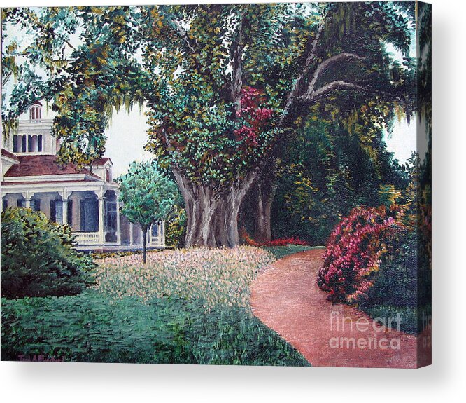 Landscape Acrylic Print featuring the painting Live Oak Gardens Jefferson Island LA by Todd Blanchard