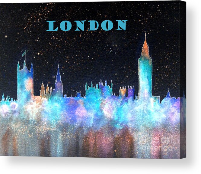 London Acrylic Print featuring the painting London Skyline Banner by Bill Holkham