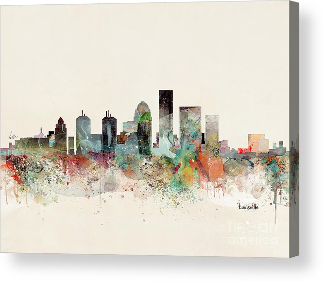 Louisville Kentucky Acrylic Print featuring the painting Louisville Kentucky Skyline by Bri Buckley