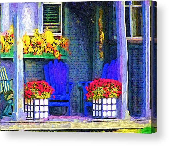 Flowers Acrylic Print featuring the painting Lovely Porch by Deborah Selib-Haig