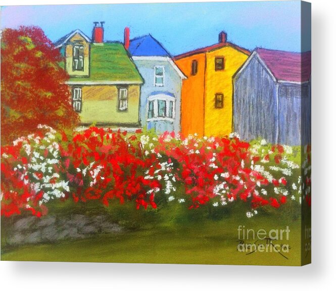 Pastels Acrylic Print featuring the pastel Lunenburg Roses by Rae Smith PAC