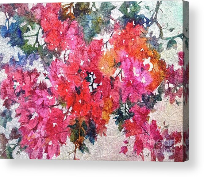 Flowers Acrylic Print featuring the painting Luscious Bougainvillea by Michelle Abrams