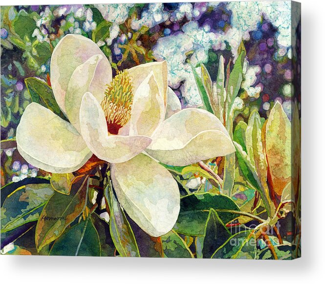 Magnolia Acrylic Print featuring the painting Magnolia Melody by Hailey E Herrera