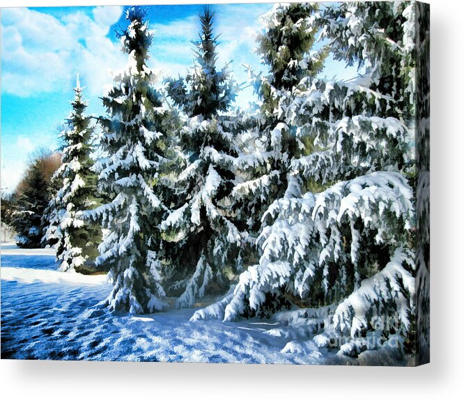New England Acrylic Print featuring the photograph Majestic Winter In New England by Judy Palkimas
