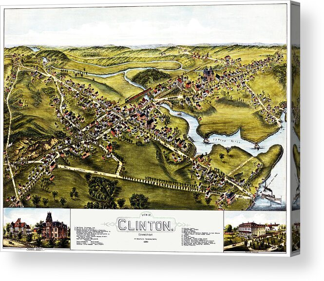 Map Acrylic Print featuring the photograph Map of Clinton Connecticut 1881 by Phil Cardamone