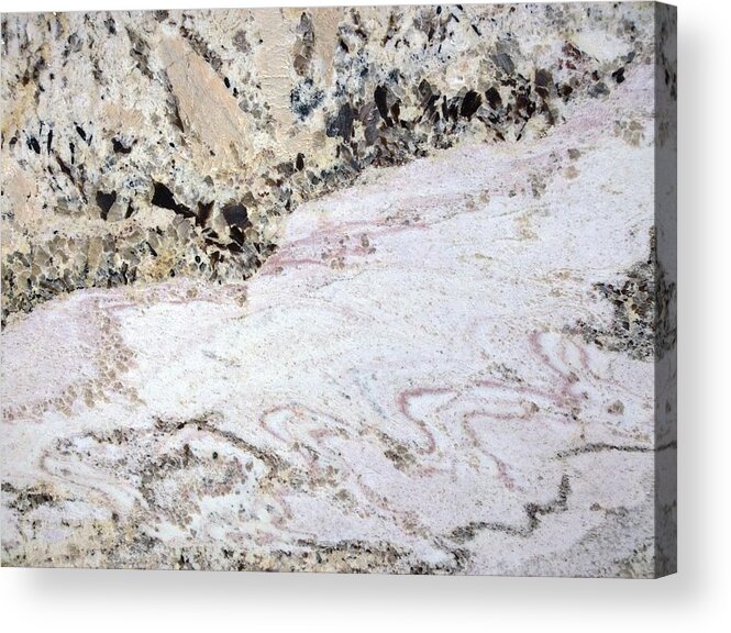 Marble Acrylic Print featuring the photograph Marble black tan pink by Delynn Addams