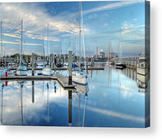 Fernandina Acrylic Print featuring the photograph Marina Sunrise by Farol Tomson