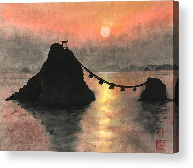 Rocks Acrylic Print featuring the painting Married Couple Rocks at Sunset by Terri Harris