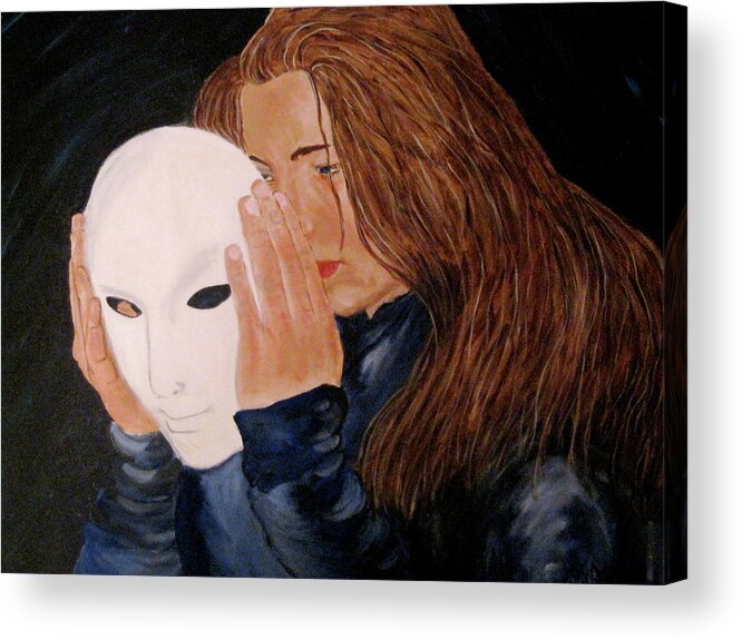 Mask Acrylic Print featuring the painting Masked by Rebecca Wood