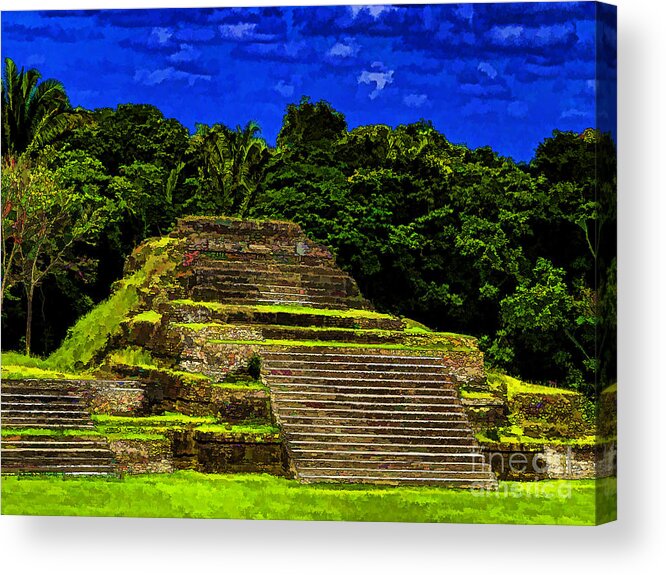 Photo Art Acrylic Print featuring the photograph Mayan Temple by Ken Frischkorn