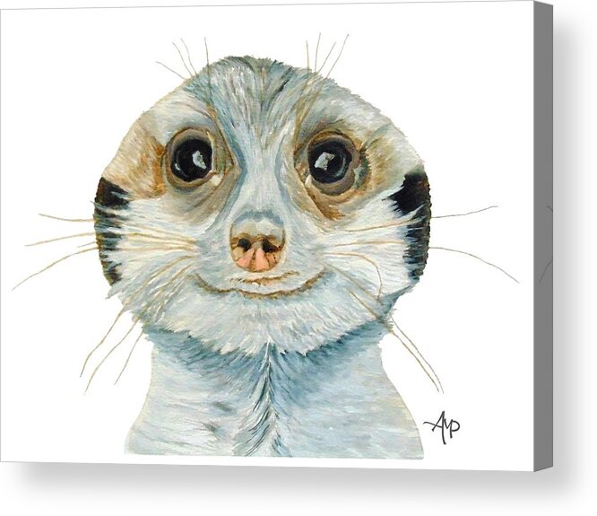 Suricate Acrylic Print featuring the painting Meerkat by Angeles M Pomata