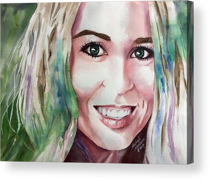 Blonde Acrylic Print featuring the painting Meka by Michal Madison