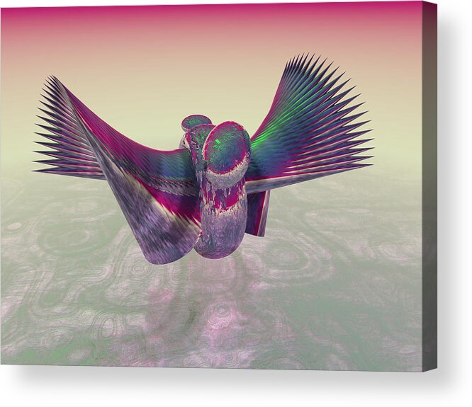 Duck Acrylic Print featuring the digital art Metal Duck II by Bernie Sirelson
