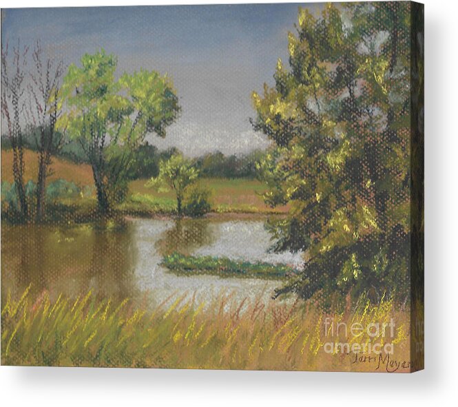 Ohio Landscape Painting Of A Pond Acrylic Print featuring the painting Pond Landscape Painting by Terri Meyer
