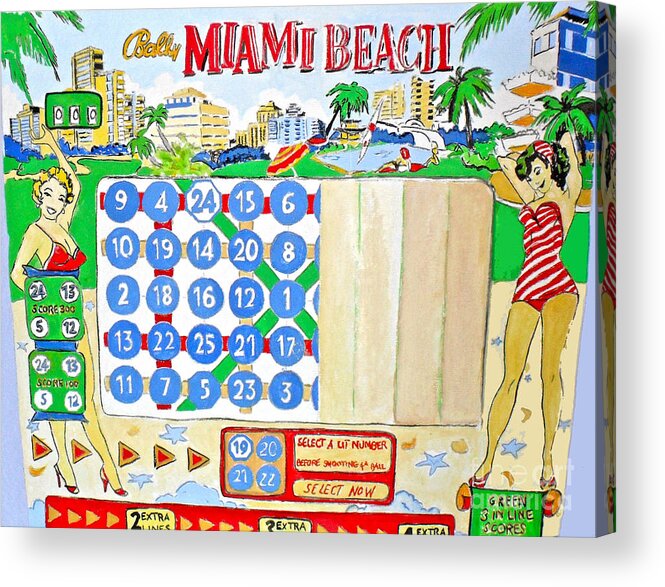 Miami Acrylic Print featuring the painting Miami Beach by Beth Saffer