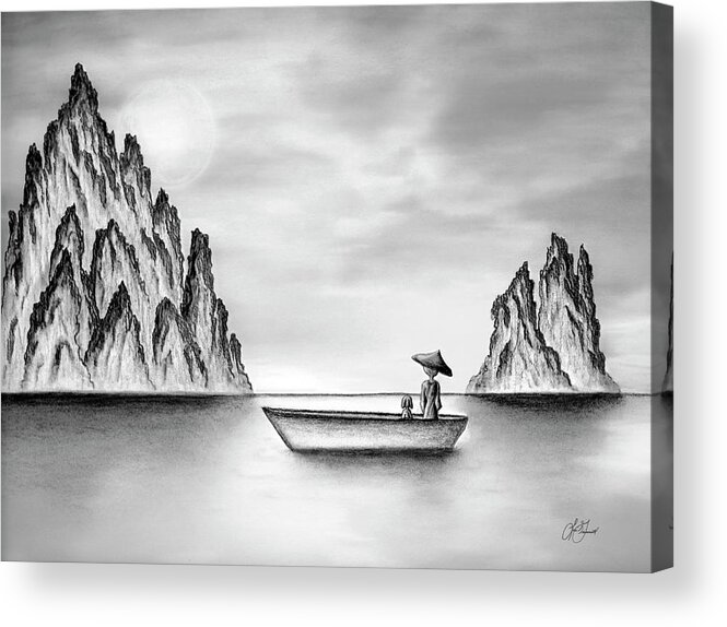 Monk Acrylic Print featuring the drawing Micah Monk 01 - In the Moment by Lori Grimmett