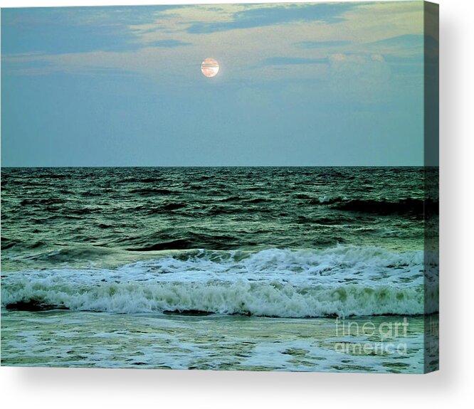 Moon Acrylic Print featuring the photograph Micro Moon At The Ocean by D Hackett