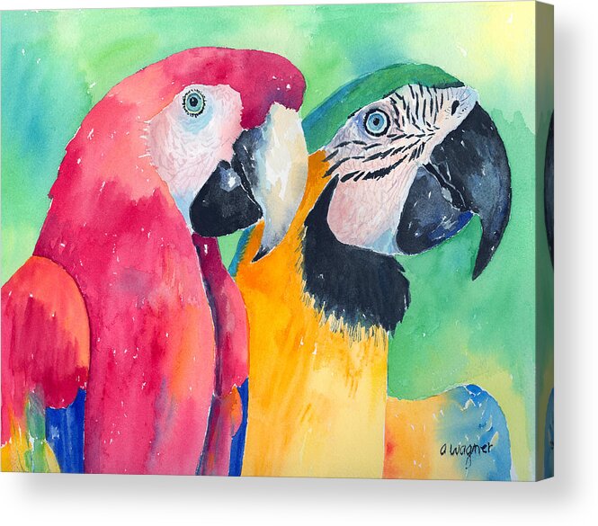 Macaw Acrylic Print featuring the painting Minnie And Boggs by Arline Wagner