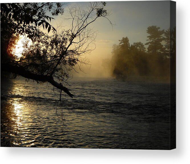 Mississippi River Acrylic Print featuring the photograph Mississippi river Foggy June Sunrise by Kent Lorentzen