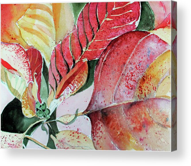 Poinsettia Acrylic Print featuring the painting Monet Poinsettia by Mindy Newman