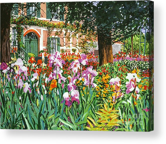Giverny Acrylic Print featuring the painting Monet's Irises by David Lloyd Glover