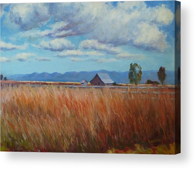 Montana Acrylic Print featuring the painting Montana Prairie in the Fall by Bonita Waitl