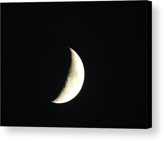 Moon Atmosphere Sky Universe Nature Astronomy Natural Half Light Dark Black White Acrylic Print featuring the photograph Moon Shine by Jan Gelders