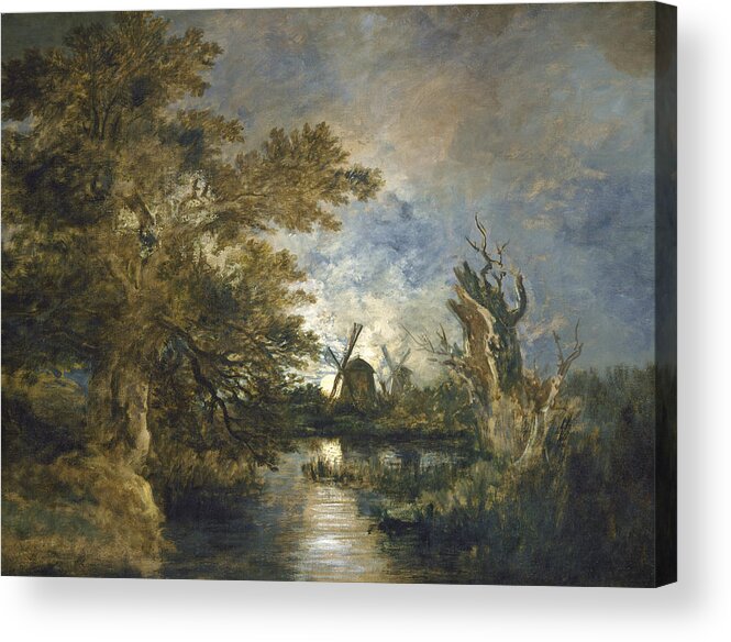 John Crome Acrylic Print featuring the painting Moonlight On The Yare by John Chrome