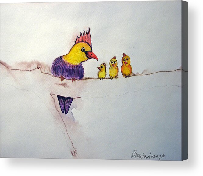 Birds Acrylic Print featuring the painting Mothers Concern by Patricia Arroyo