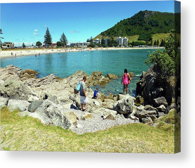 Mount Maunganui Acrylic Print featuring the photograph Mount Maunganui Beach 12 - Tauranga New Zealand by Selena Boron